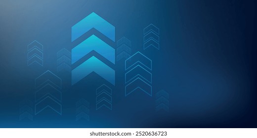 business arrow up growth technology on grid line dark blue background. graph stock market trading investment. chart trend profit income.