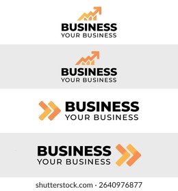 Business Arrow Logo Progress Growth Rising Forward Success Increase Upward Chart Trend Corporate Strategy Invest Marketing Finance Technology Education Orange Logotype Template Logo Emblem Text