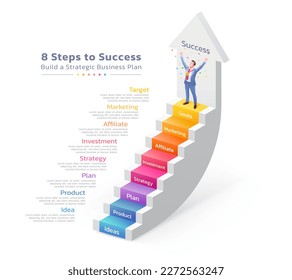 business arrow staircase steps template background 