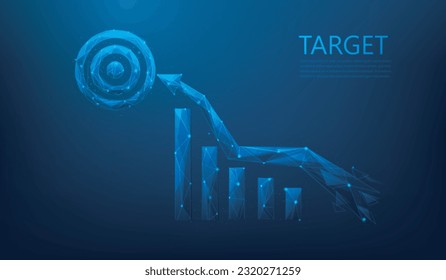 business arrow up to success goal digital technology on blue background. investment graph stock market to success. chart trading arrow up. income profit concept. vector illustration fantastic.