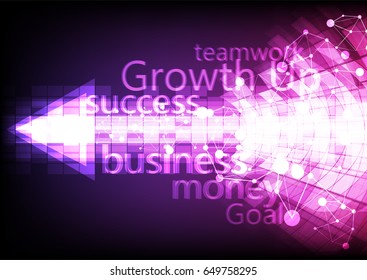 Business Arrow Successful and Technology Concept design on dark purple Background vector illustration