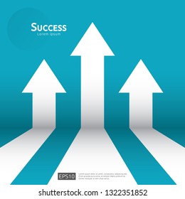 business arrow target direction concept to success. Finance growth vision stretching rising up. banner flat style vector illustration. Return on investment ROI. chart increase profit