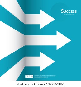 business arrow target direction concept to success. Finance growth vision stretching rising up. banner flat style vector illustration. Return on investment ROI. chart increase profit.