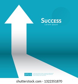 business arrow target direction concept to success. Finance growth vision stretching rising up. banner flat style vector illustration. Return on investment ROI. chart increase profit.