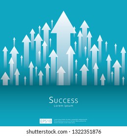 business arrow target direction concept to success. Finance growth vision stretching rising up. banner flat style vector illustration. Return on investment ROI. chart increase profit