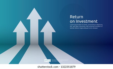 business arrow target direction concept to success. Finance growth vision stretching rising up. banner flat style vector illustration. Return on investment ROI. chart increase profit - Shutterstock ID 1322351879