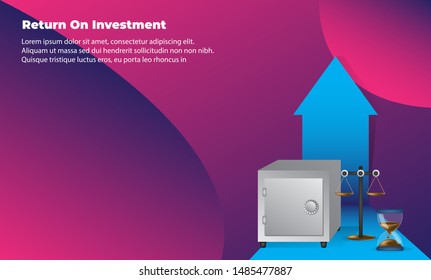 business arrow target direction concept to success. Return on investment ROI. Applicable for promotion , cover poster, infographic,  landing page, ui, ux, persentation,  baner, social media posted