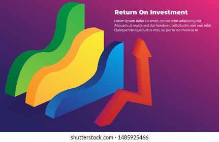business arrow target direction concept to success. Return on investment ROI. Applicable for promotion , cover poster, infographic,  landing page, ui, ux, persentation,  baner, social media posted