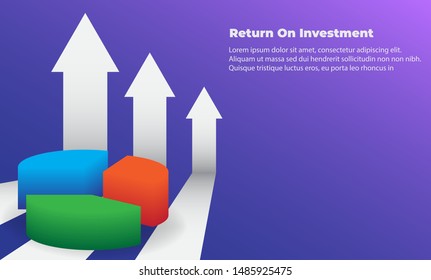 business arrow target direction concept to success. Return on investment ROI. Applicable for promotion , cover poster, infographic,  landing page, ui, ux, persentation,  baner, social media posted