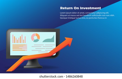 business arrow target direction concept to success. Return on investment ROI. Applicable for promotion , cover poster, infographic,  landing page, ui, ux, persentation,  baner, social media posted.