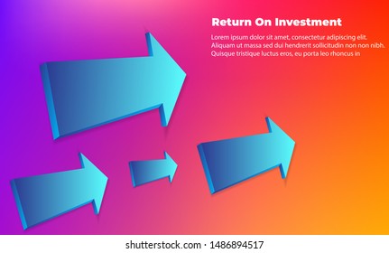 business arrow target direction concept to success. Return on investment ROI. Applicable for promotion , cover poster, infographic,  landing page, ui, ux, persentation,  baner, social media posted.