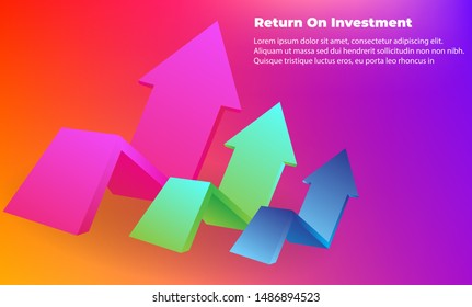 business arrow target direction concept to success. Return on investment ROI. Applicable for promotion , cover poster, infographic,  landing page, ui, ux, persentation,  baner, social media posted.