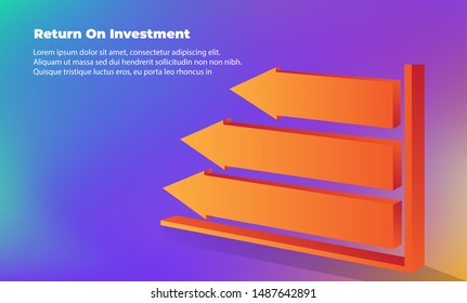 business arrow target direction concept to success. Return on investment ROI. Applicable for promotion , cover poster, infographic,  landing page, ui, ux, persentation,  baner, social media posted.