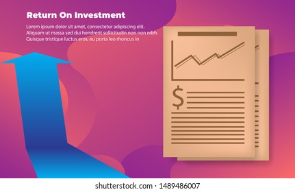 business arrow target direction concept to success. Return on investment ROI. Applicable for promotion , cover poster, infographic,  landing page, ui, ux, persentation,  banner, social media posted.
