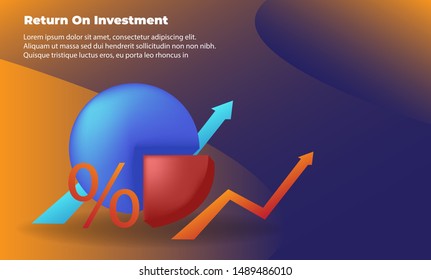 business arrow target direction concept to success. Return on investment ROI. Applicable for promotion , cover poster, infographic,  landing page, ui, ux, persentation,  banner, social media posted.