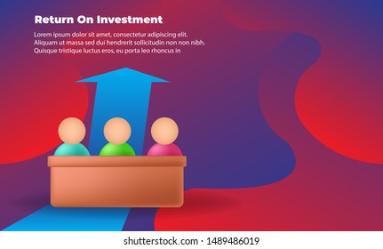 business arrow target direction concept to success. Return on investment ROI. Applicable for promotion , cover poster, infographic,  landing page, ui, ux, persentation,  banner, social media posted.