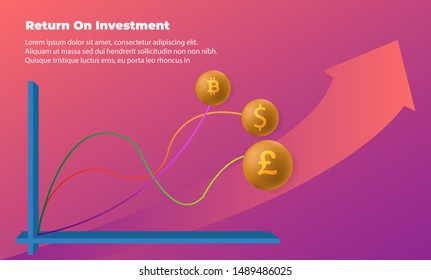 business arrow target direction concept to success. Return on investment ROI. Applicable for promotion , cover poster, infographic,  landing page, ui, ux, persentation,  banner, social media posted.