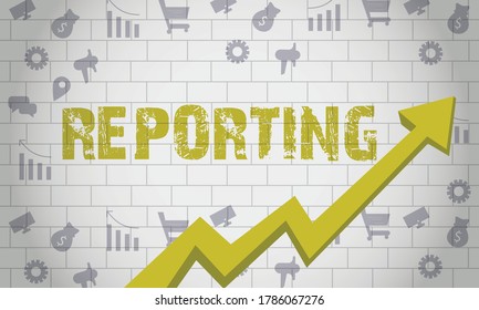 Business Arrow Target Direction Concept Reporting, Business Concept Drawn on White Wall Grow Your Business,3D.