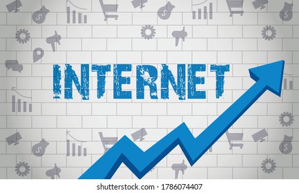 Business Arrow Target Direction Concept Internet, Business Concept Dibujado en White Wall Grow Your Business, 3D.
