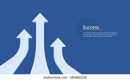 business arrow target direction concept to success. Finance growth vision stretching rising up. banner flat style vector illustration. Return on investment ROI. chart increase profit