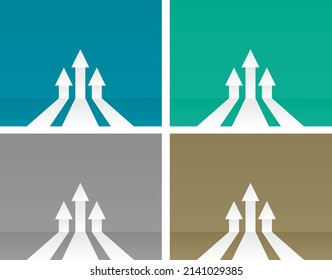 Business arrow target direction concept to success. Finance growth vector 4 different colorful direction.