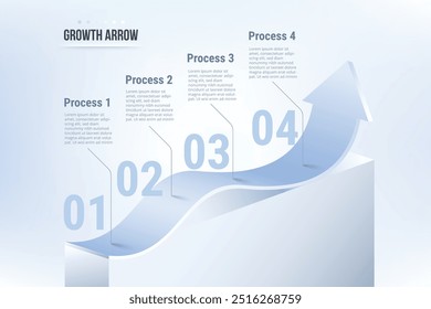 Business-Pfeil Zielrichtung Konzept zum Erfolg. Wachstumsvision der Finanzwirtschaft dehnt sich aus und steigt. Vektorgrafik im flachen Banner-Stil. RoI-Diagramm zur Steigerung des Gewinns.