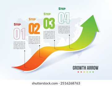 conceito de direção de destino de seta de negócios para o sucesso. Visão de crescimento financeiro alongamento ascendente. banner estilo plano ilustração vetor. Retorno sobre o investimento ROI. gráfico aumentar o lucro.