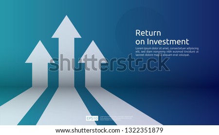 business arrow target direction concept to success. Finance growth vision stretching rising up. banner flat style vector illustration. Return on investment ROI. chart increase profit