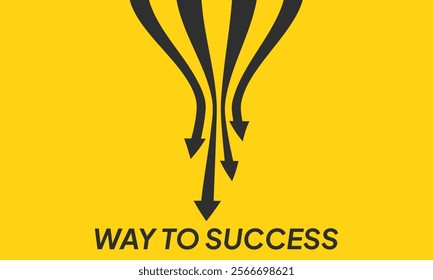 Business Arrow Target Direction. Flat Concept to Success. Simple design of Way to Success Cover Poster, Persentation, Social Media Poster. in cartoon minimal style.