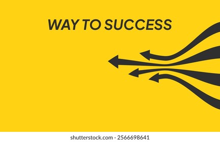 Business Arrow Target Direction. Flat Concept to Success. Simple design of Way to Success Cover Poster, Persentation, Social Media Poster. in cartoon minimal style.