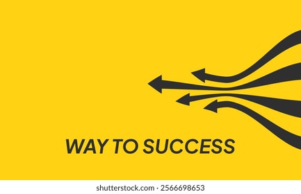 Business Arrow Target Direction. Flat Concept to Success. Simple design of Way to Success Cover Poster, Persentation, Social Media Poster. in cartoon minimal style.