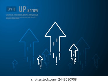 Business arrow up technology growth cycle on dark blue background Financial data graph strategy. Market chart. High tech vector illustration.