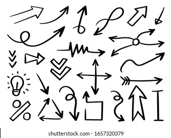 Business arrows hand drawn vector collection, Business icon set. Arrow sign.