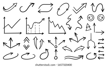 Business arrows hand drawn vector collection, Business icon set. Arrow sign.