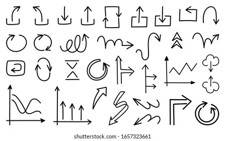 Business arrows hand drawn vector set.