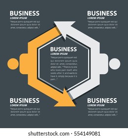 Business with arrows Hexagon man