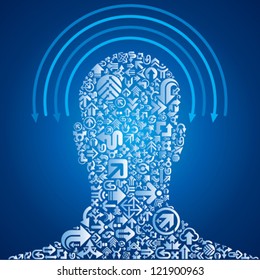 Business arrows with human head