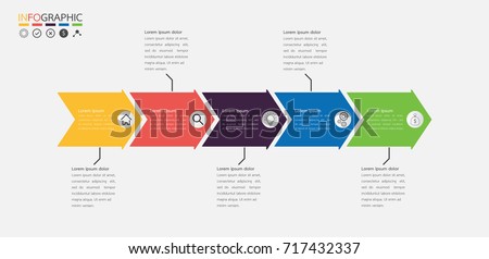 Business arrows infographic template with 5 steps, options or processes. Vector illustration.