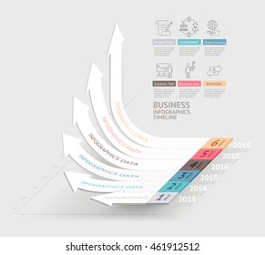 Business arrows infographics template. Can be used for workflow layout, diagram, number options, web design and timeline.