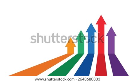 business arrows multicolor pointing up in a row