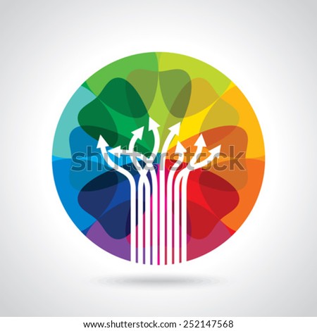 business arrows on colourful background 