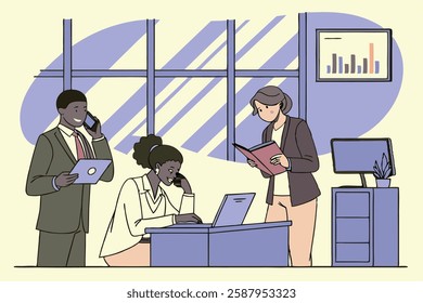 Business Arts illustration people working in office