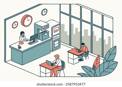 Business Arts illustration people working in office