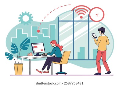 Business Arts illustration people working in office