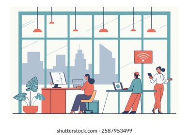 Business Arts illustration people working in office