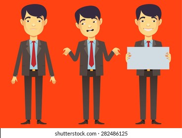 Business Asian Man Character Cartoon Vector