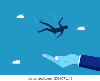 Business assistance or crisis work. Big hand supporting man