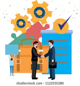  business assistant. flat icon on smartphone is merged all accounts, money, cards investment management. graphic design business concept mobile assistant .vector illustration
