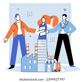 Business Association. Vector illustration. Cooperation among stakeholders is crucial for achieving shared business goals Corporate entities adhere to legal and ethical standards in their operations