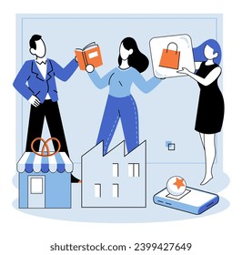 Business Association. Vector illustration. Partnerships can leverage complementary strengths and resources for mutual benefit Professional networks facilitate knowledge sharing and career advancement